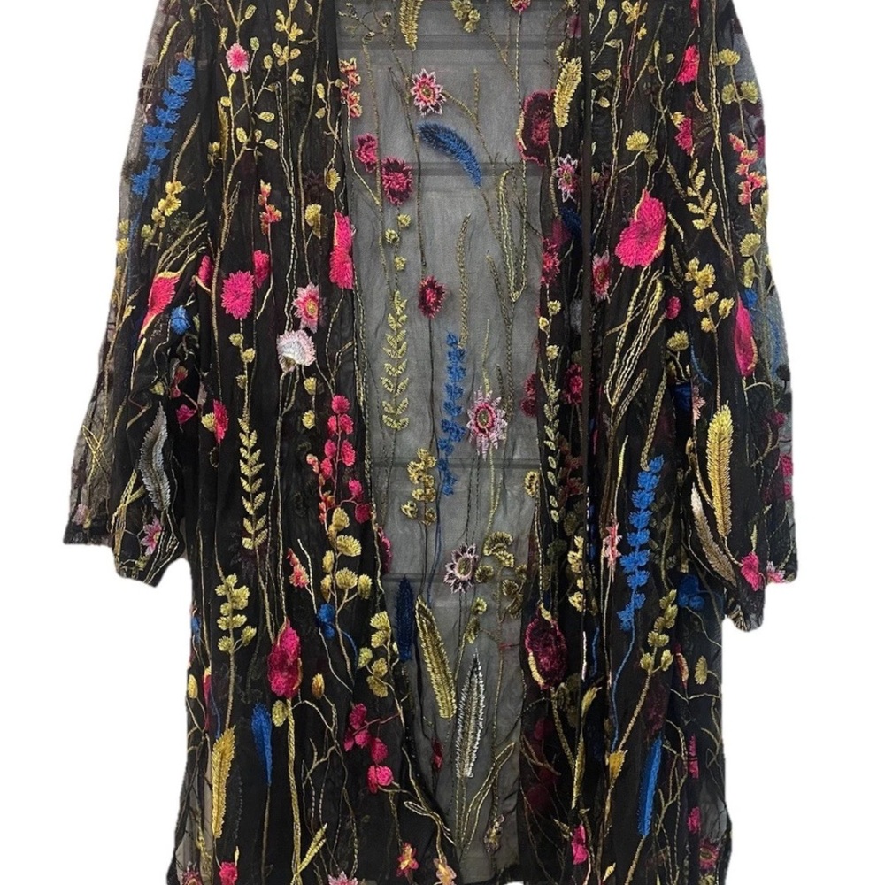 Catherines Womens Duster 5X Embroidered Floral Evening Fairy Romantic Coquette